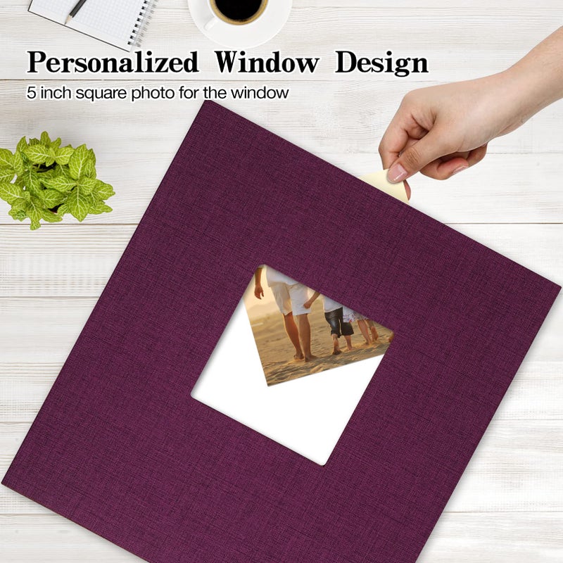 potricher Linen Hardcover Photo Album 4x6 600 Photos Large Capacity for Family Wedding Anniversary Baby Vacation (Purple, 600 Pockets) - Image 2
